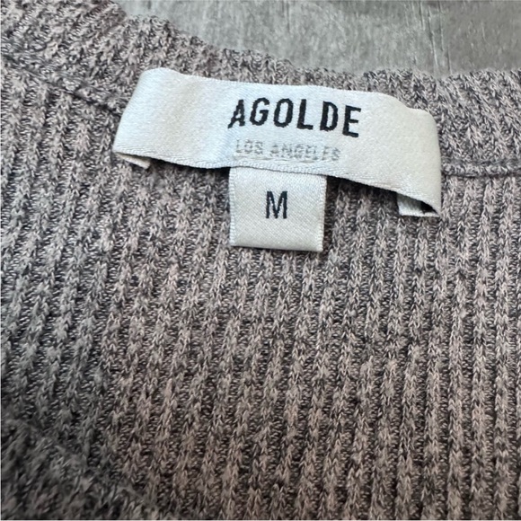 Agolde Long Sleeve Ribbed Top - Taupe - Picture 2 of 5